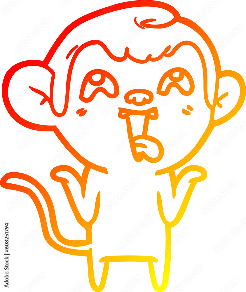 warm gradient line drawing of a crazy cartoon monkey warm gradient line drawing of a crazy cartoon monkey
