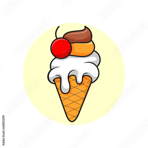 Cute kawaii ice cream mascot