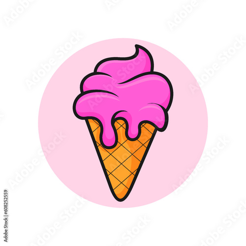 Cute kawaii ice cream mascot