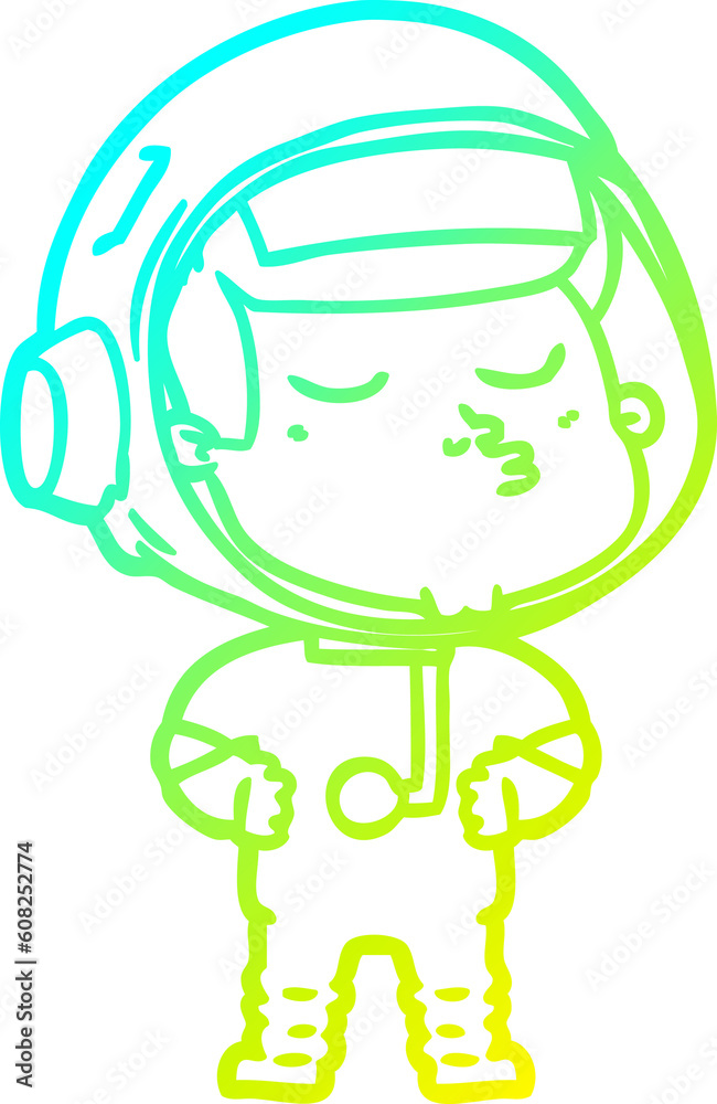 cold gradient line drawing of a cartoon confident astronaut cold gradient line drawing of a cartoon confident astronaut