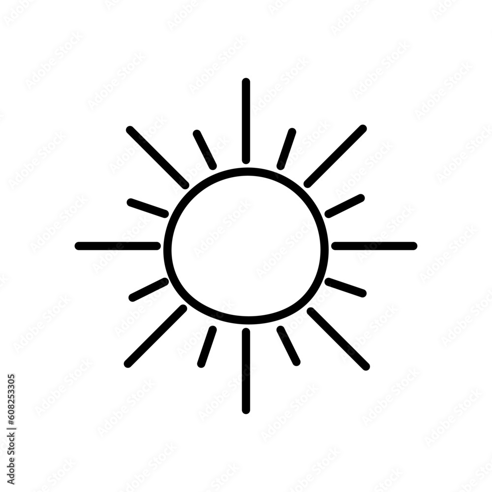 Sun outline icon. Editable stroke. Isolated vector illustration