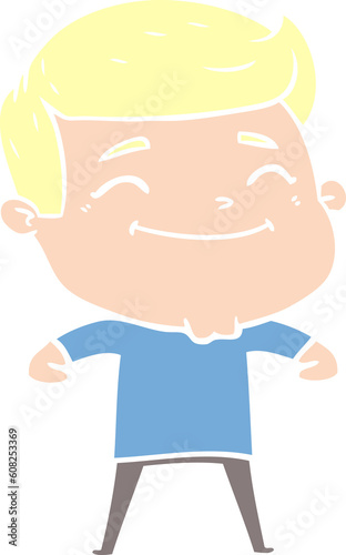 happy flat color style cartoon man