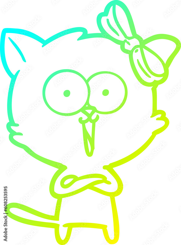 cold gradient line drawing of a cartoon cat cold gradient line drawing of a cartoon cat