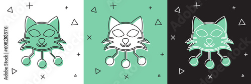 Set NFT Digital crypto art icon isolated on white and green, black background. Non fungible token. Vector