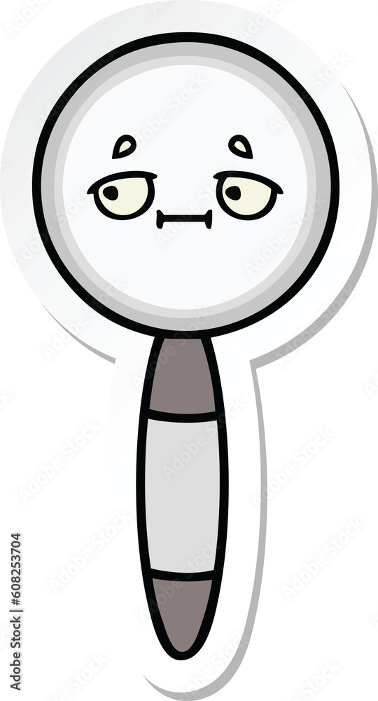 sticker of a cute cartoon magnifying glass