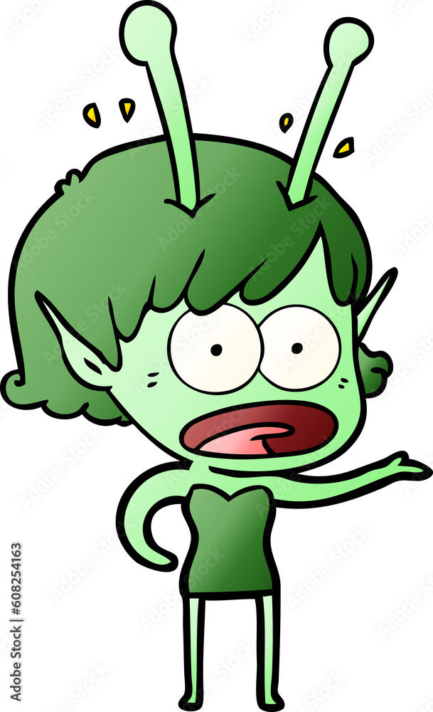Fototapeta premium cartoon shocked alien girl