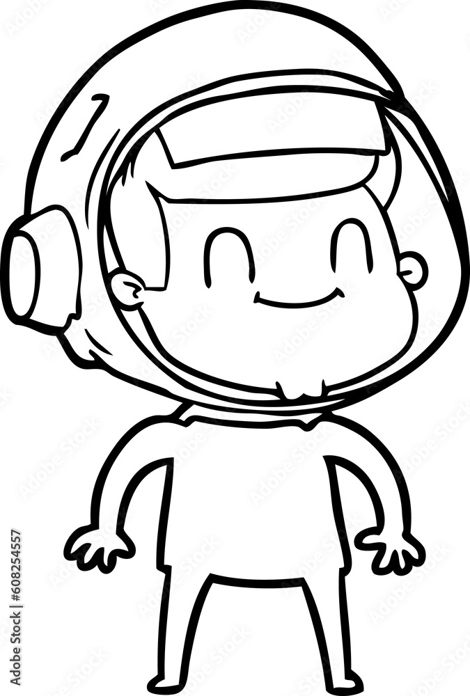 happy cartoon astronaut