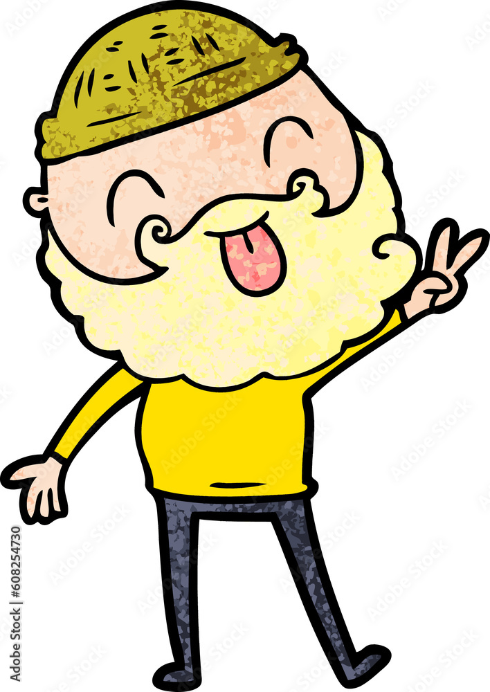 man with beard giving peace sign
