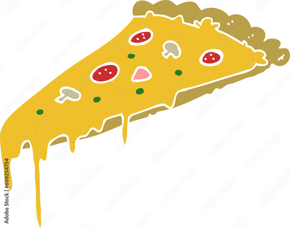 flat color style cartoon pizza slice flat color style cartoon pizza slice