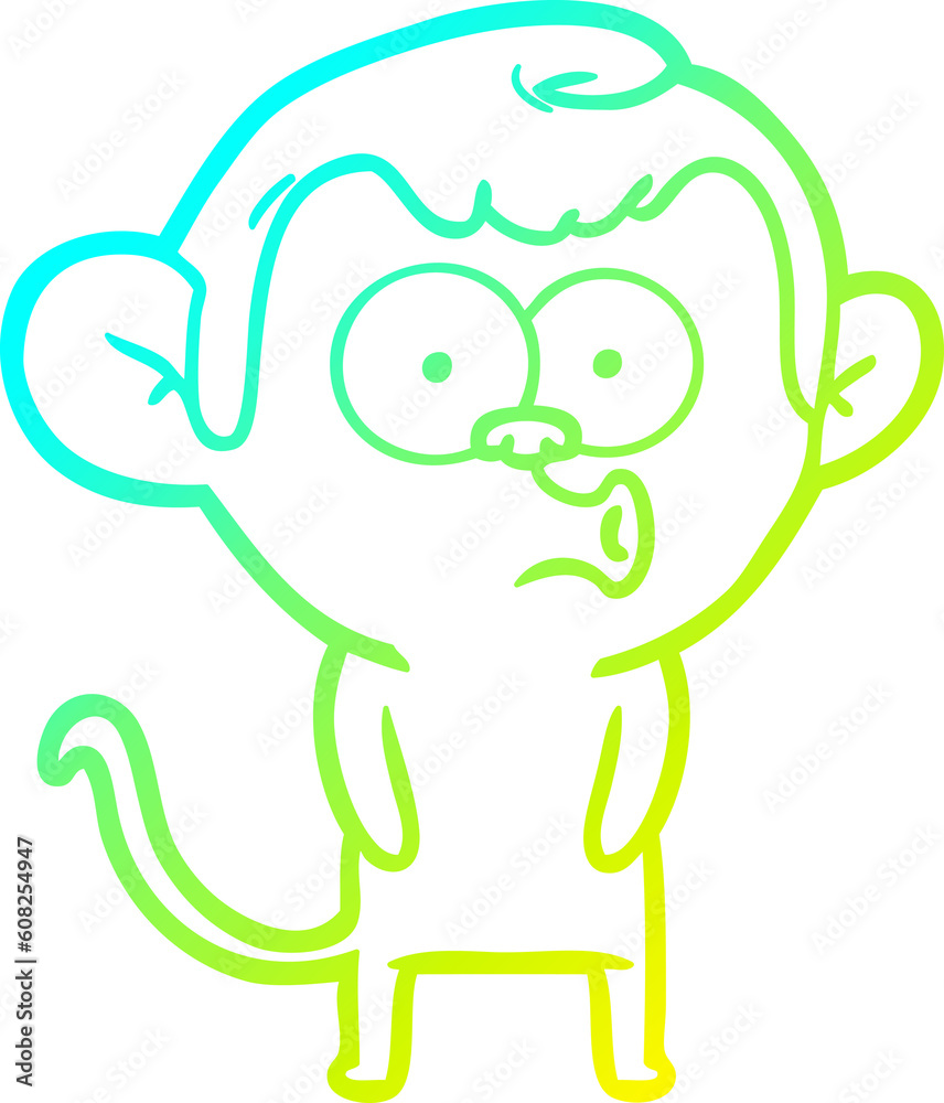 cold gradient line drawing of a cartoon hooting monkey cold gradient line drawing of a cartoon hooting monkey