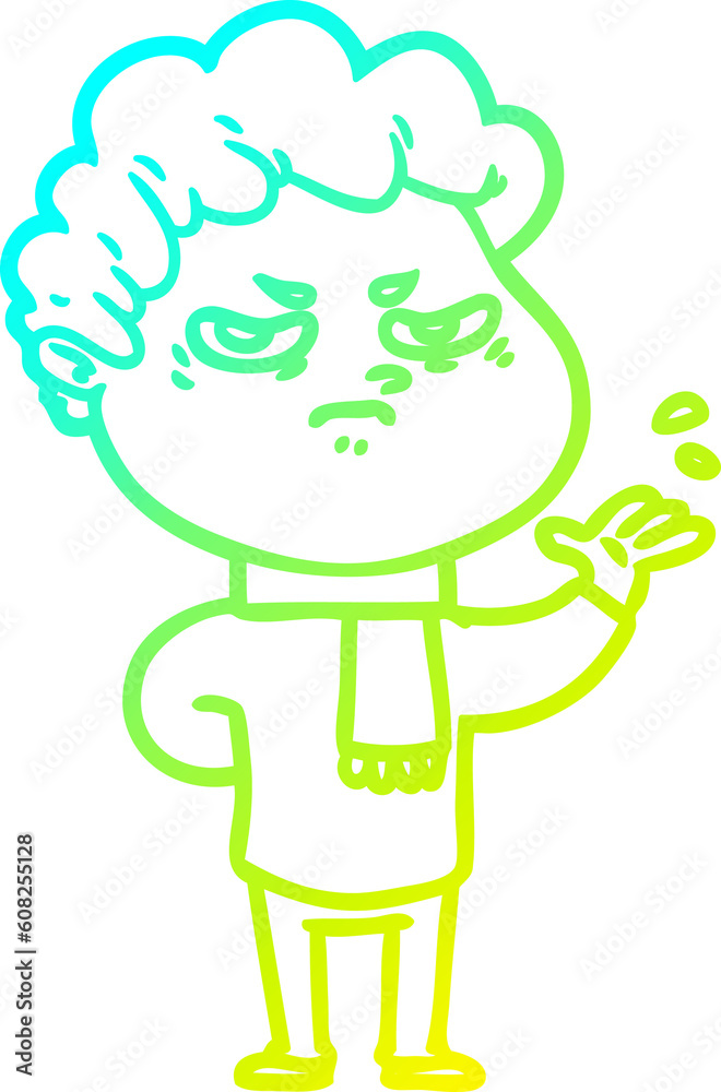 cold gradient line drawing of a cartoon angry man cold gradient line drawing of a cartoon angry man