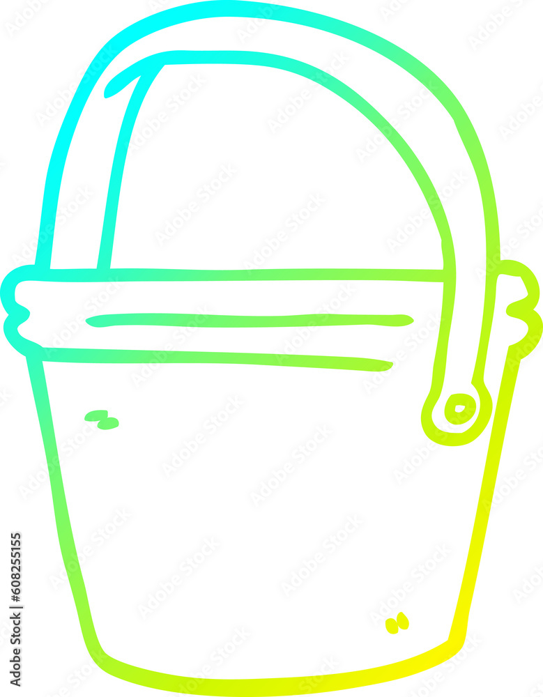 Fototapeta premium cold gradient line drawing of a cartoon bucket