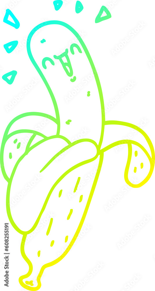 Fototapeta premium cold gradient line drawing of a cartoon banana