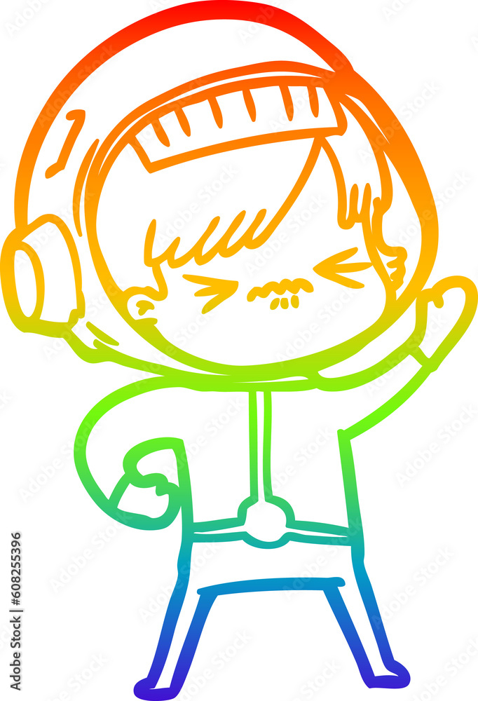 rainbow gradient line drawing of a angry cartoon space girl rainbow gradient line drawing of a angry cartoon space girl