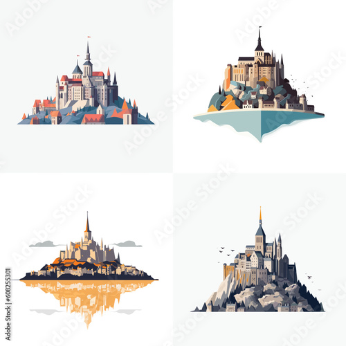 mont saint michel island set vector