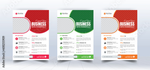 Corporate Business Flyer, Poster, Leaflet, Brochure, Annual report And Book Cover Template With 3 Color.