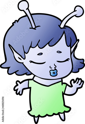 cute alien girl cartoon © lineartestpilot