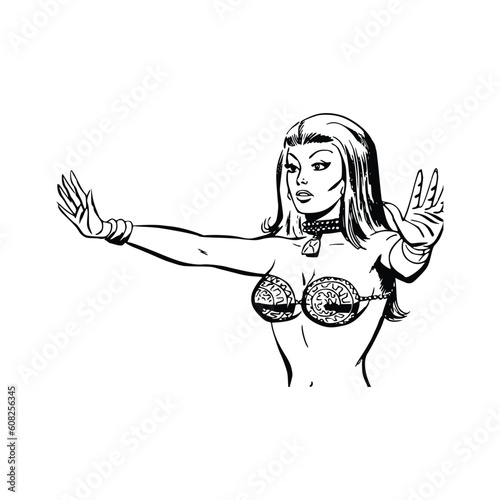 Belly dancer girl. Vector illustration of a beautiful belly dancer.
