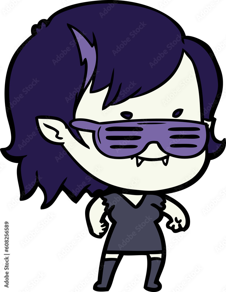 cartoon friendly vampire girl in cool shades cartoon friendly vampire girl in cool shades