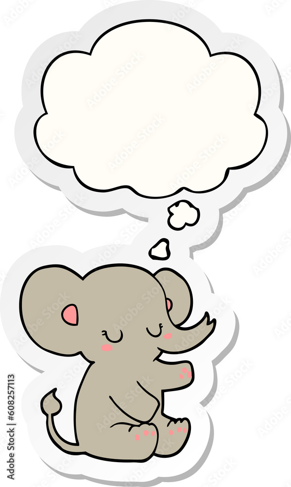 cartoon elephant with thought bubble as a printed sticker cartoon elephant with thought bubble as a printed sticker