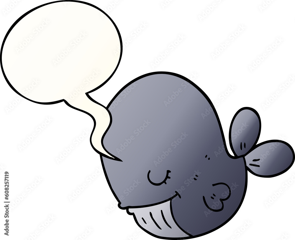 cartoon whale with speech bubble in smooth gradient style cartoon whale with speech bubble in smooth gradient style