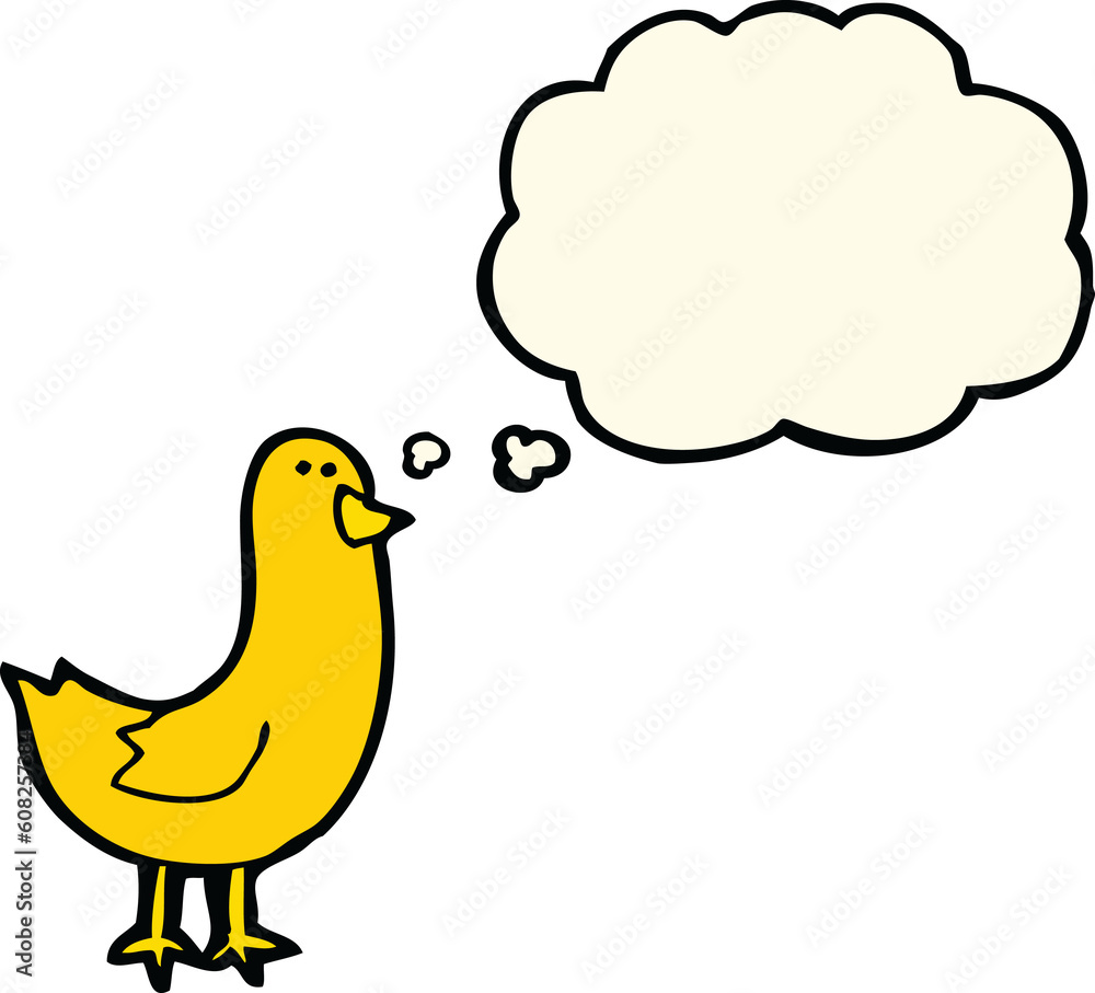 cartoon bird with thought bubble cartoon bird with thought bubble