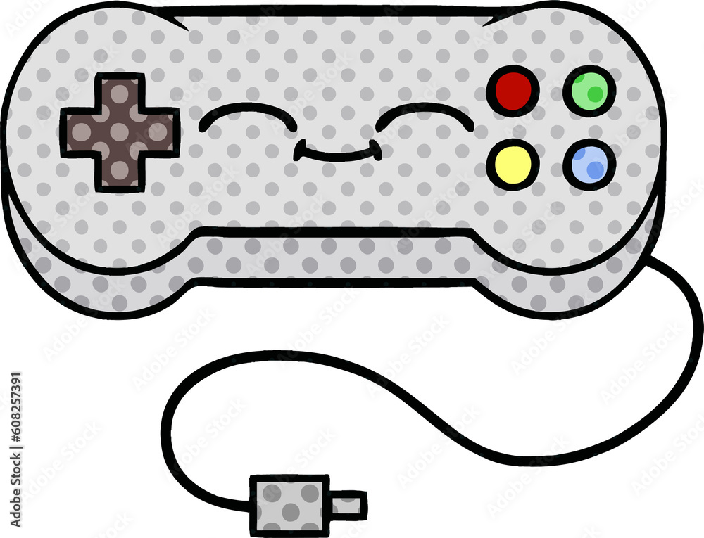 comic book style cartoon of a game controller comic book style cartoon of a game controller
