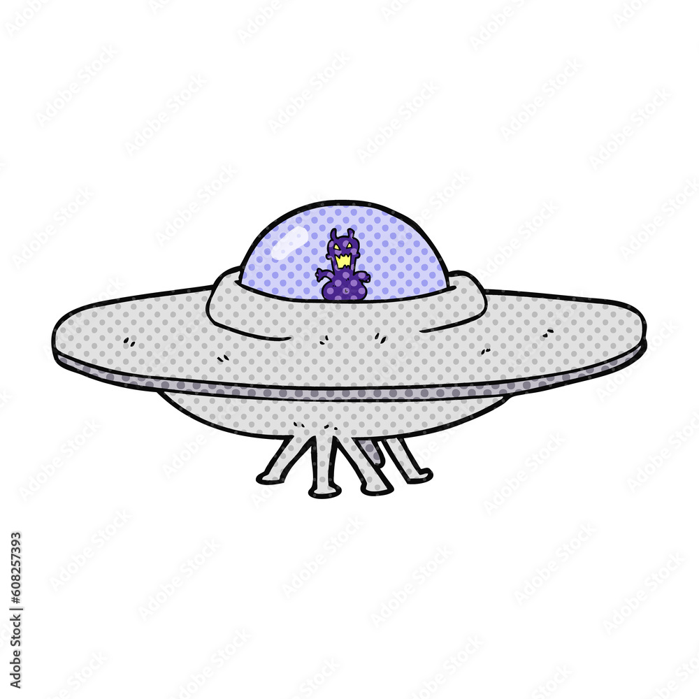 freehand drawn cartoon UFO freehand drawn cartoon UFO