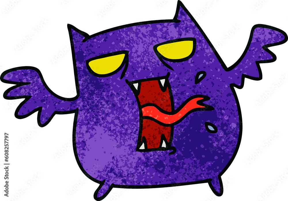 freehand drawn textured cartoon of cute scary kawaii bat freehand drawn textured cartoon of cute scary kawaii bat
