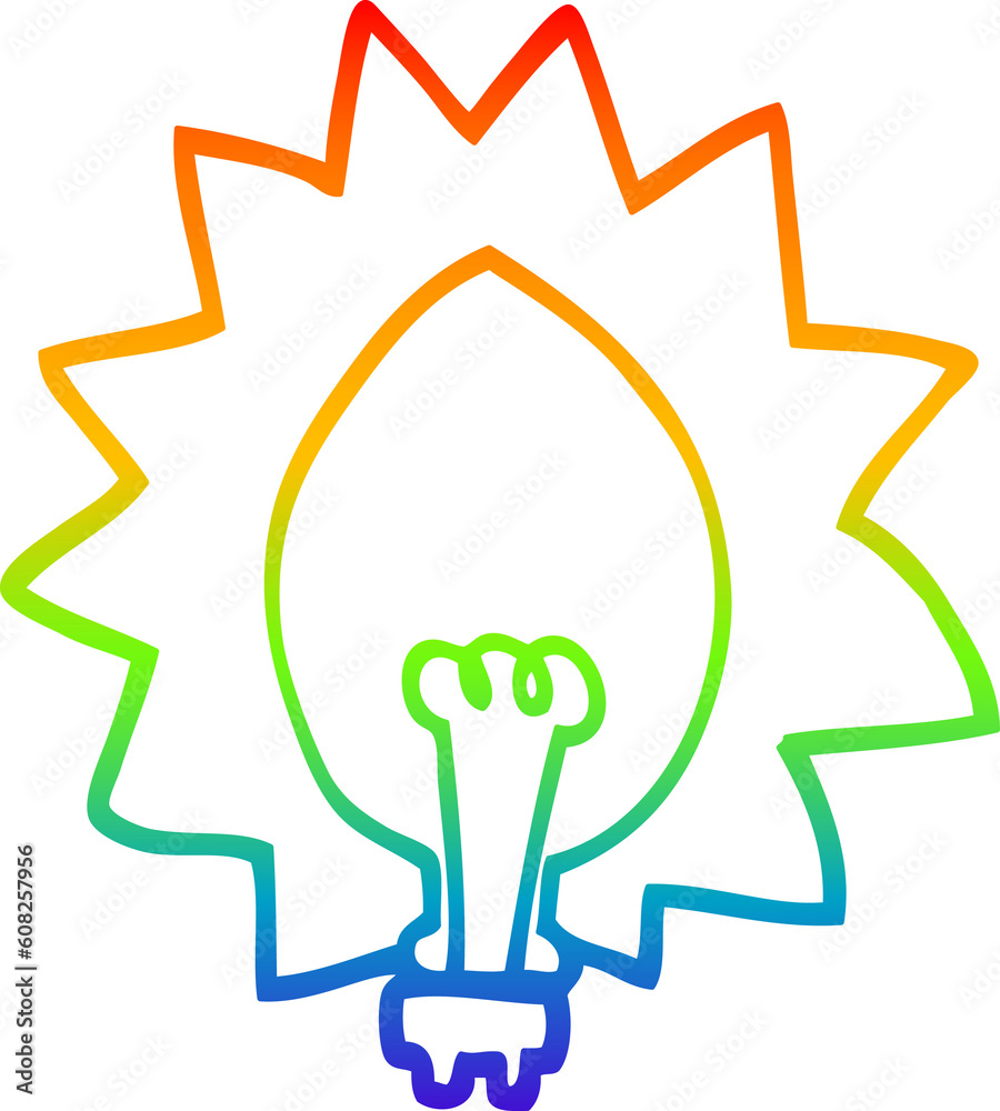rainbow gradient line drawing of a cartoon light bulb rainbow gradient line drawing of a cartoon light bulb