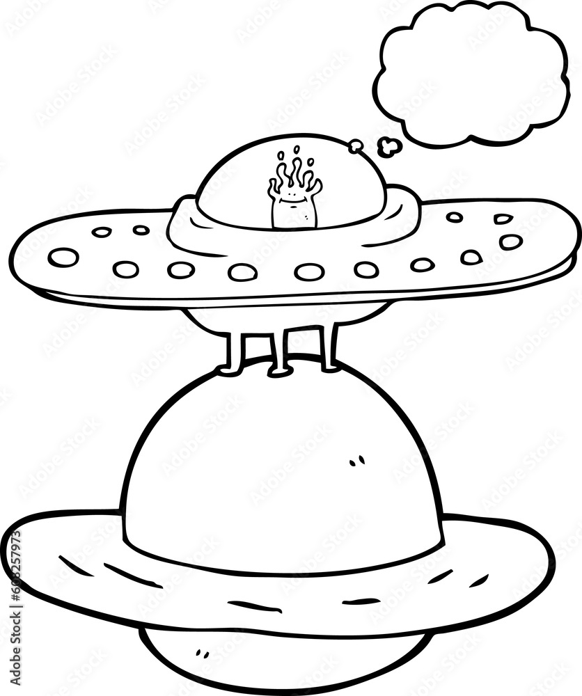 freehand drawn thought bubble cartoon flying saucer freehand drawn thought bubble cartoon flying saucer