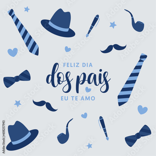 Feliz Dia dos Pais. Cartão de felicitação
