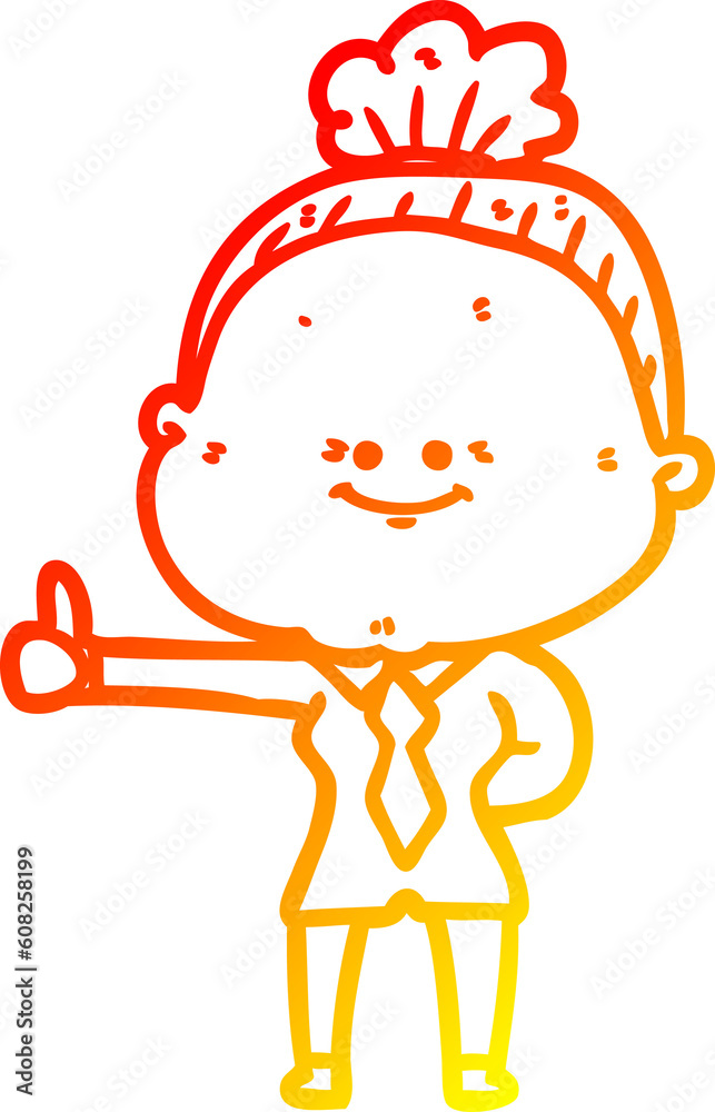 warm gradient line drawing of a cartoon happy old woman warm gradient line drawing of a cartoon happy old woman