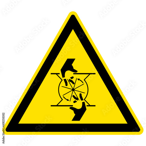 Rotating blade hazard sign and labels