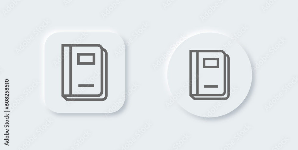 Journal line icon in neomorphic design style. Book signs vector illustration. Journal line icon in neomorphic design style. Book signs vector illustration.
