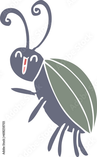 flat color style cartoon happy beetle