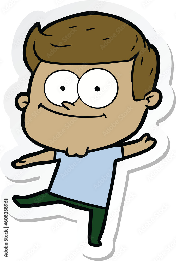 sticker of a cartoon happy man sticker of a cartoon happy man