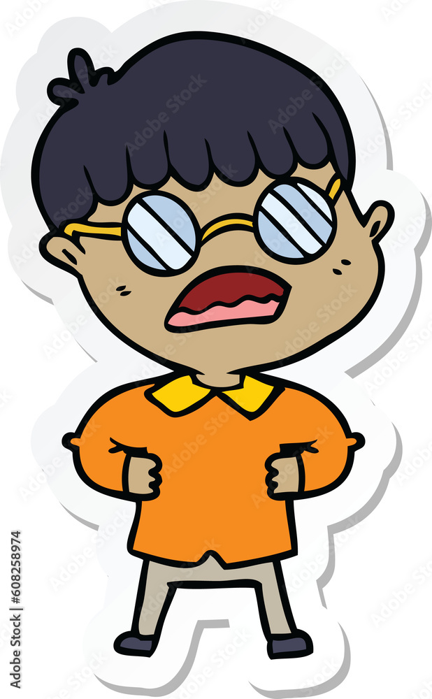 sticker of a cartoon boy wearing spectacles sticker of a cartoon boy wearing spectacles
