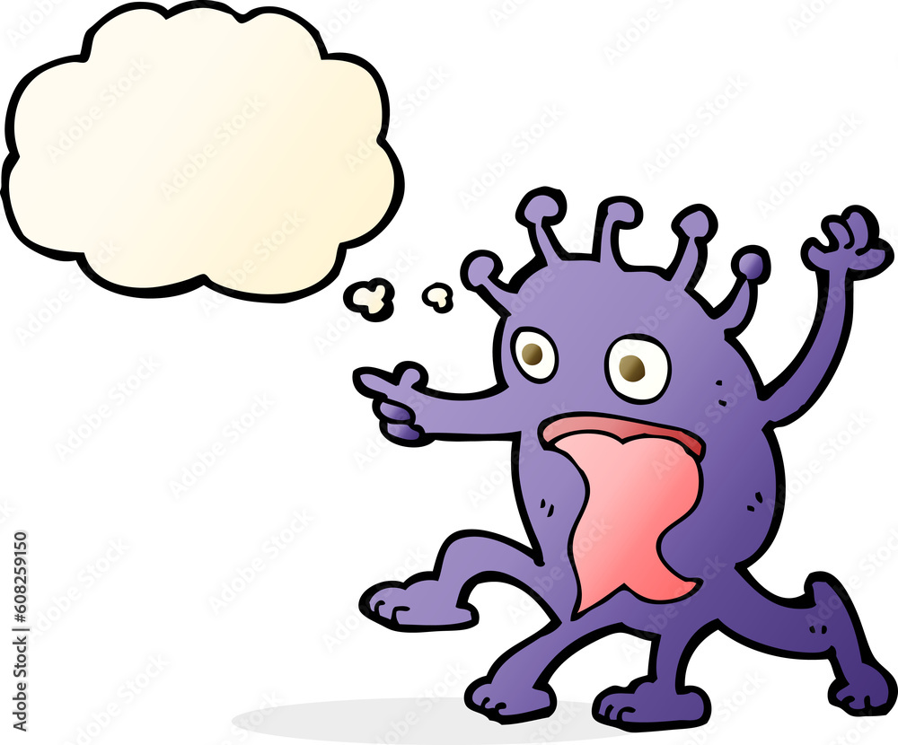 cartoon weird little alien with thought bubble cartoon weird little alien with thought bubble