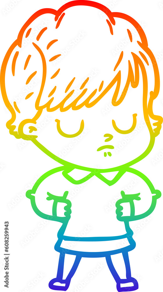 rainbow gradient line drawing of a cartoon woman rainbow gradient line drawing of a cartoon woman