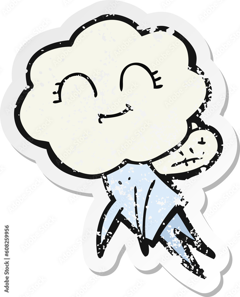 retro distressed sticker of a cartoon magical creature retro distressed sticker of a cartoon magical creature