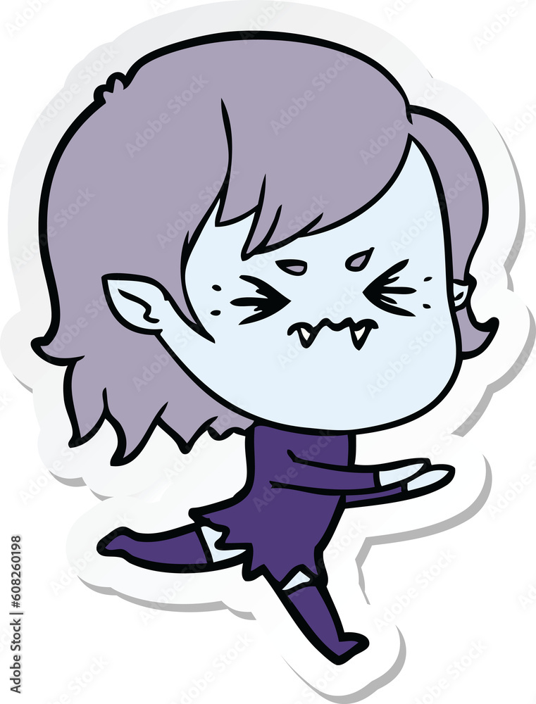 sticker of a annoyed cartoon vampire girl sticker of a annoyed cartoon vampire girl