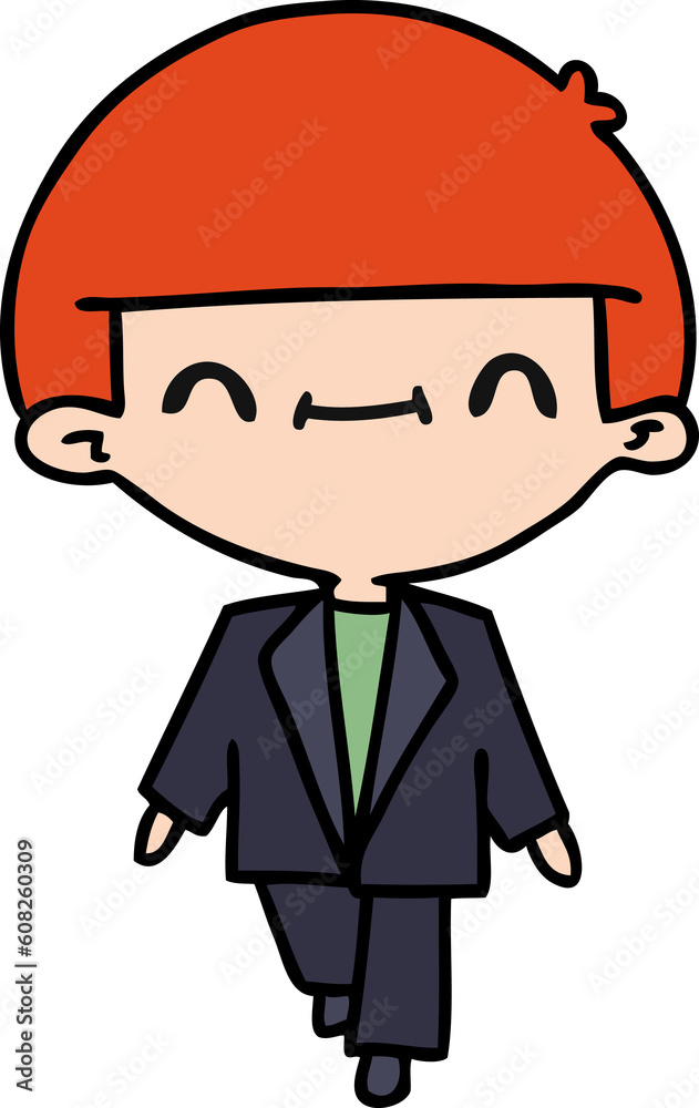 freehand drawn cartoon of cute kawaii boy in suit freehand drawn cartoon of cute kawaii boy in suit