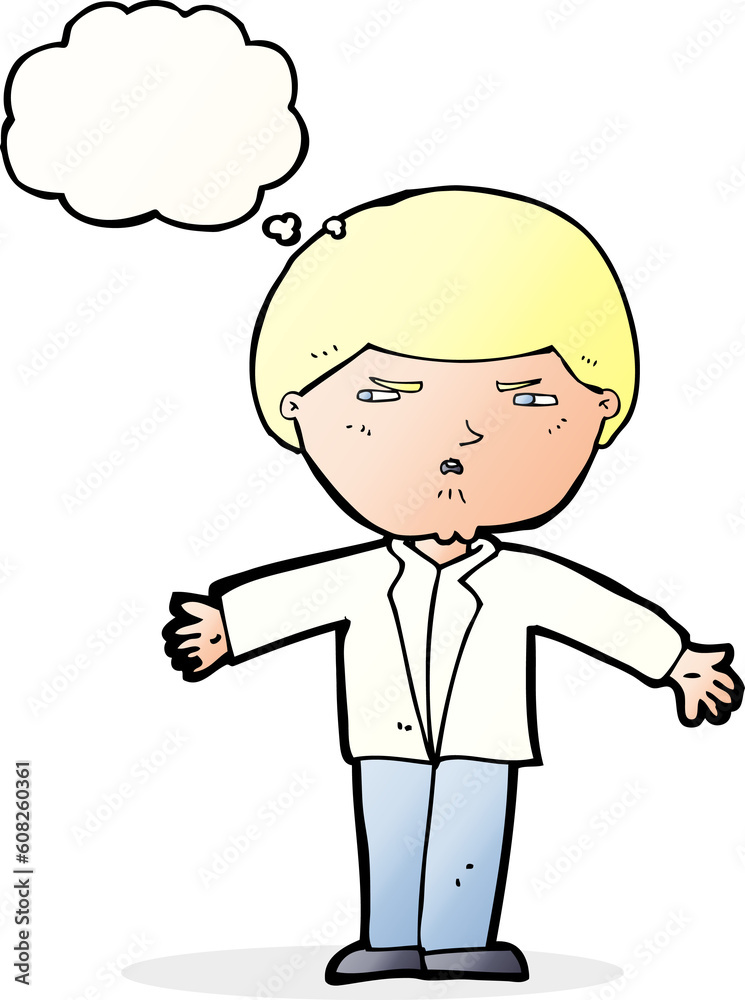 cartoon annoyed man with thought bubble