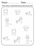 Match the same objects - activity worksheets for kids for homeschooling