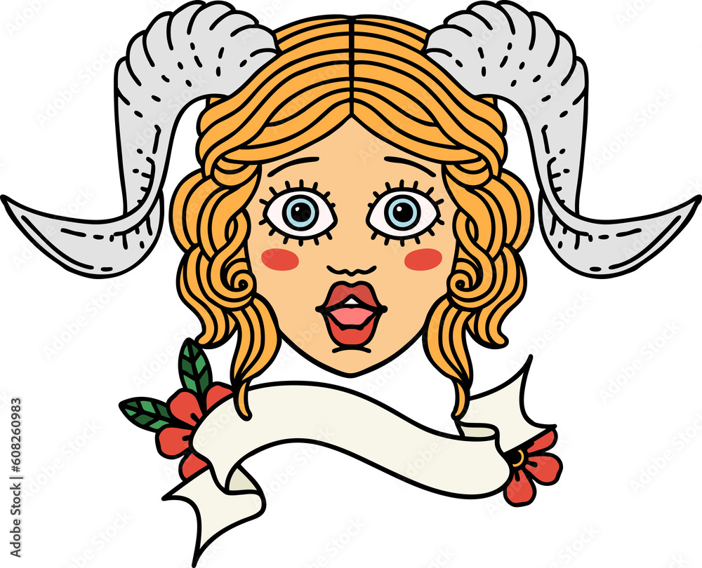 Retro Tattoo Style tiefling character face Retro Tattoo Style tiefling character face