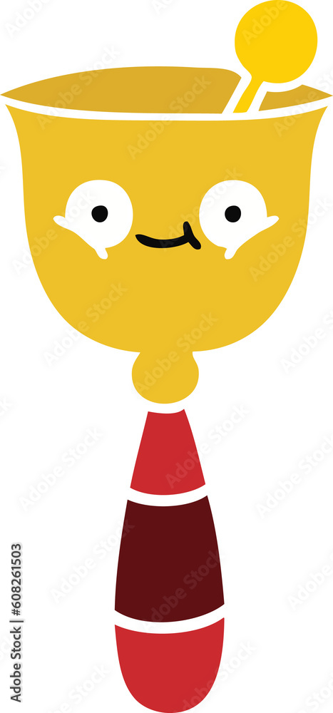 Obraz premium flat color retro cartoon of a school bell