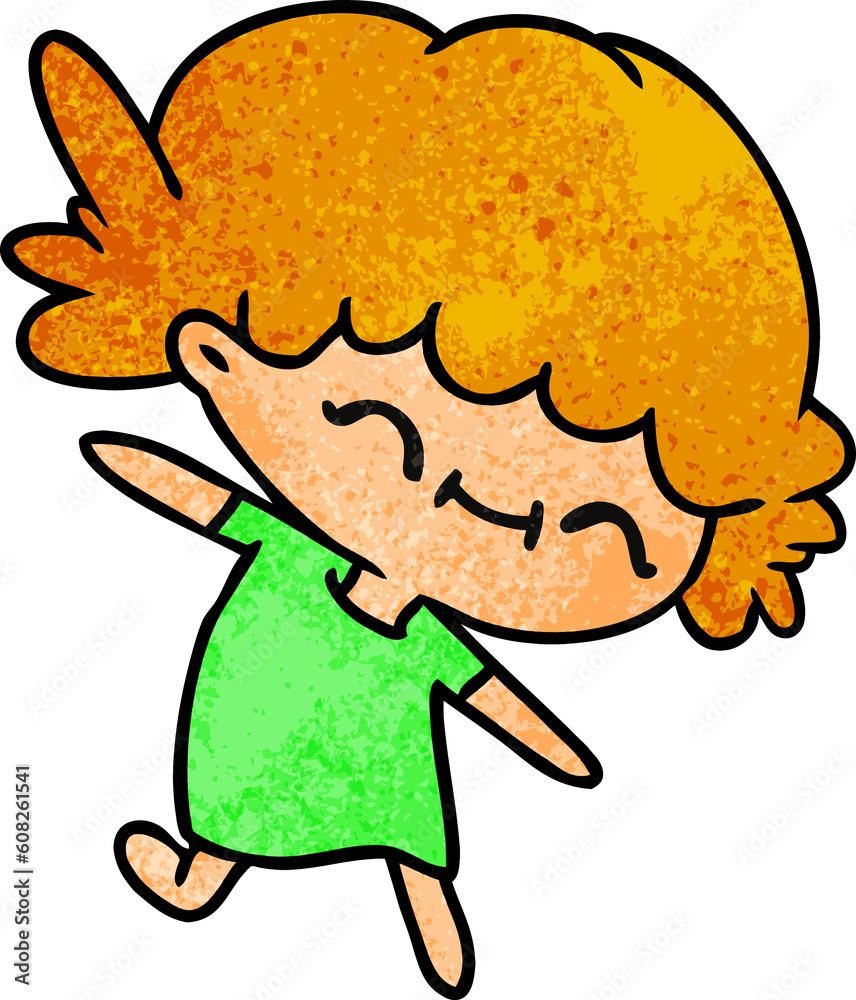 freehand drawn textured cartoon of cute kawaii girl freehand drawn textured cartoon of cute kawaii girl