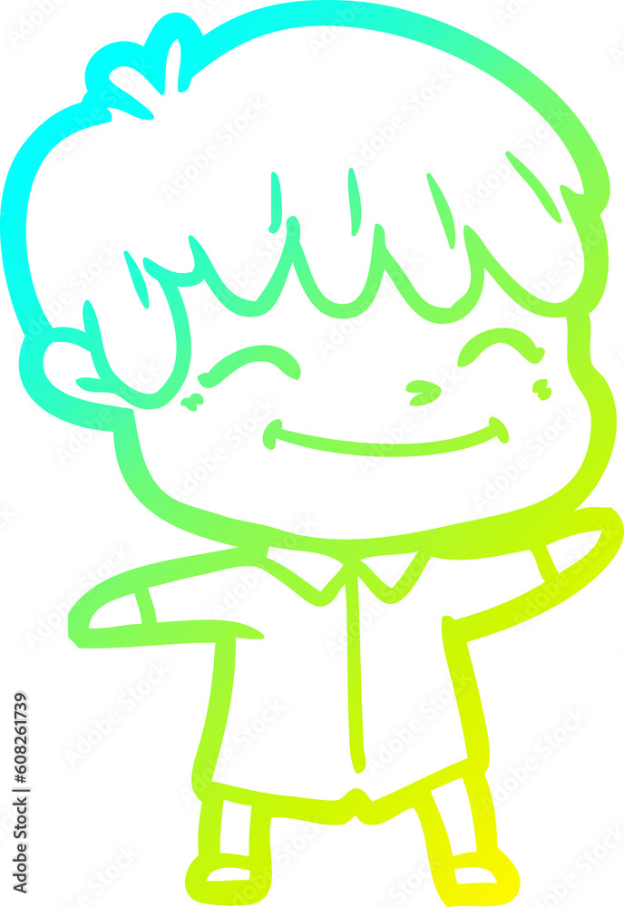 cold gradient line drawing of a cartoon happy boy cold gradient line drawing of a cartoon happy boy