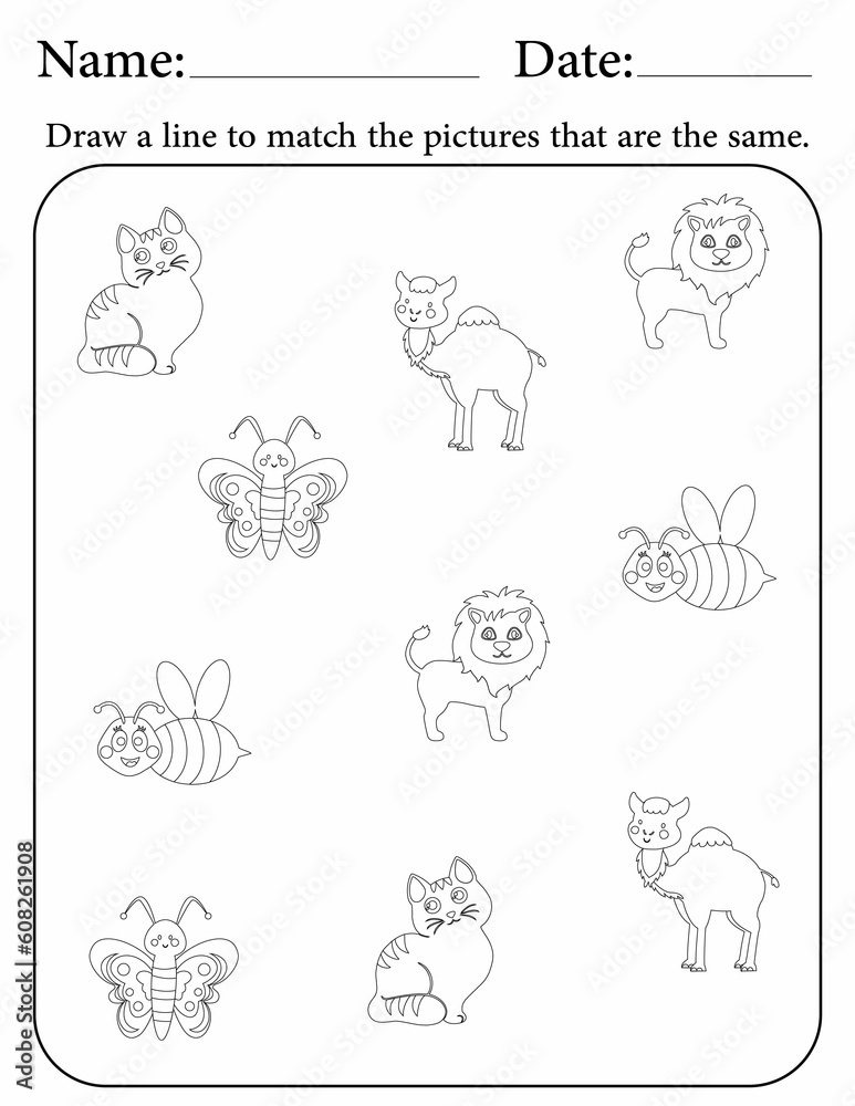 Match the same - educational activity pages for preschool children - matching game